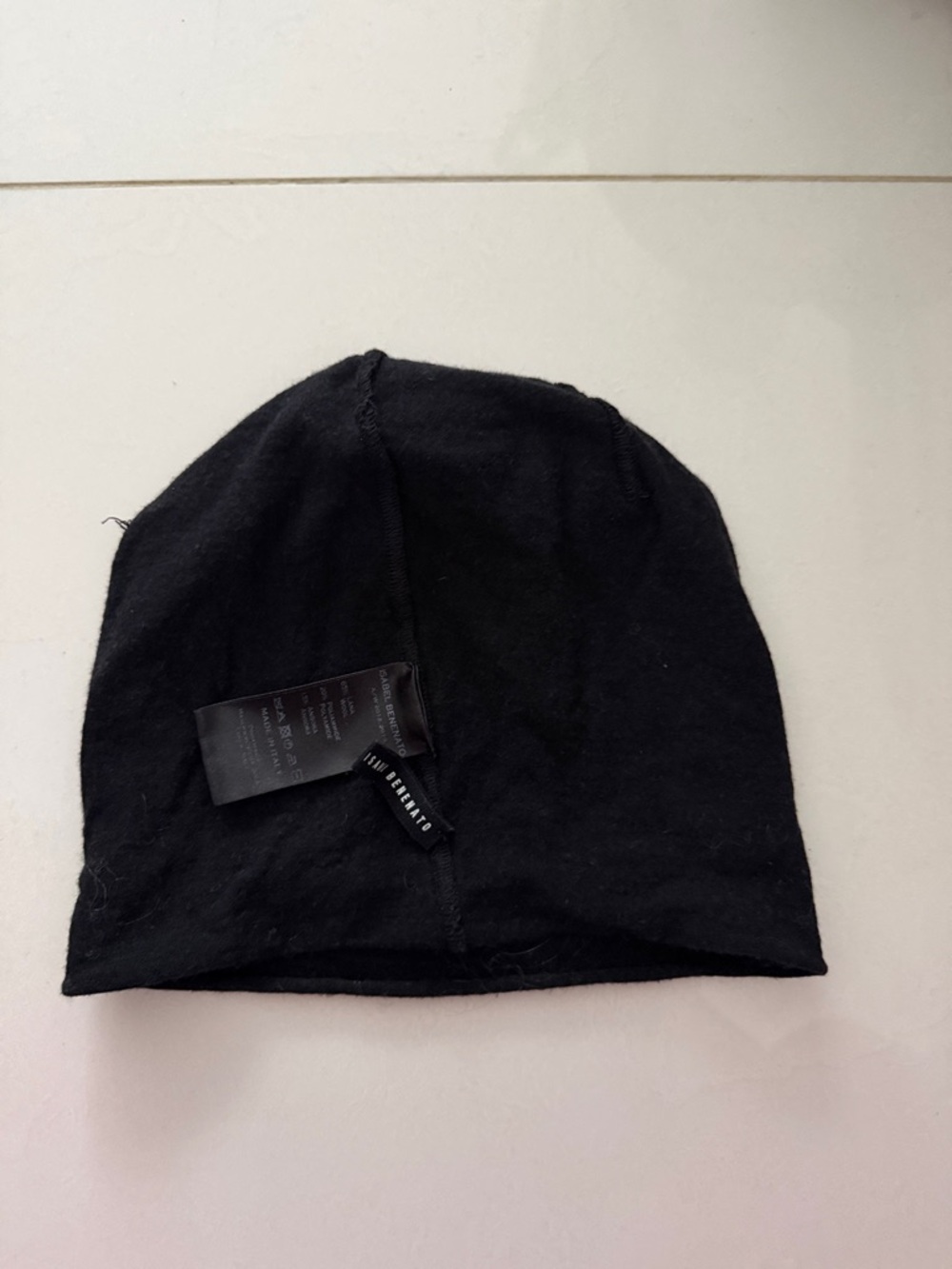 Isabel Benenato Black Slim Knit Beanie